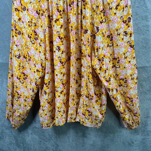 GAP Top Womens XXL Floral Long Sleeve Puff Sleeve Peasant Cottage Boho‎ - Picture 7 of 15